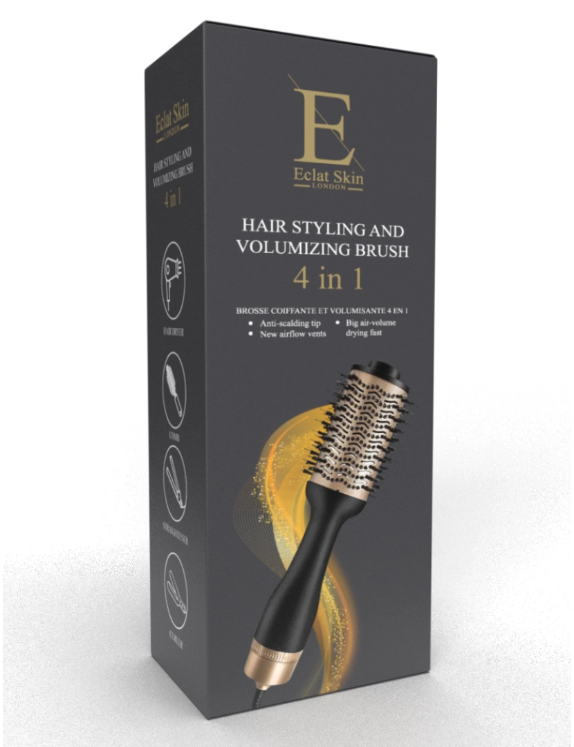 Eclat Skin London - Escova para modelar e dar volume ao cabelo 4 em 1 - ficha Reino Unido/UE