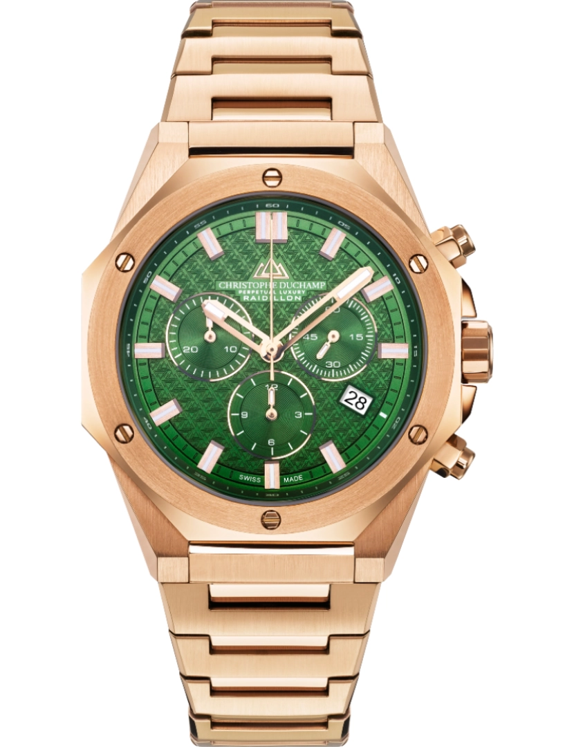 Christophe Duchamp - Relógio Homem Rosa Dourado e Verde