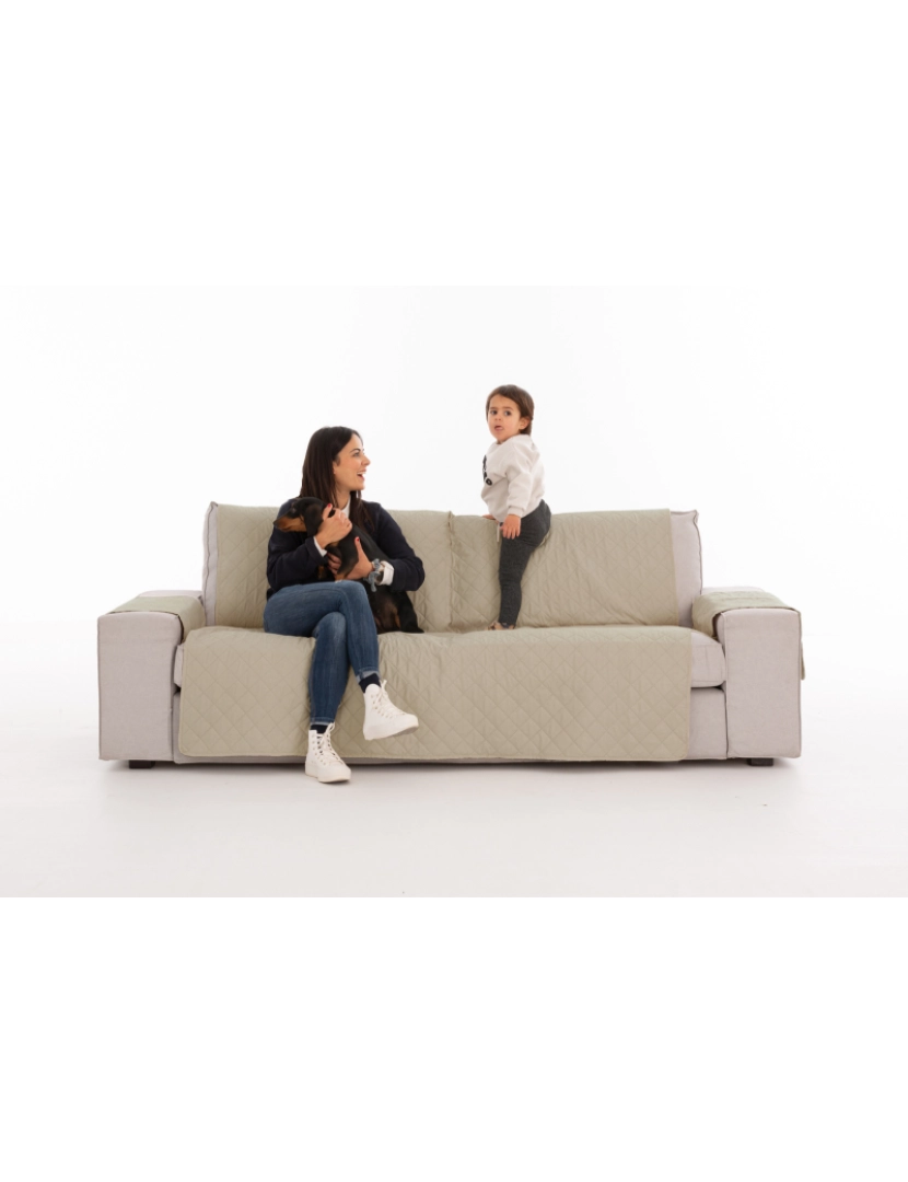 Milica - Capa acolchoada reversible Michelle para sofá de 2 lugares cor 00 Marfim