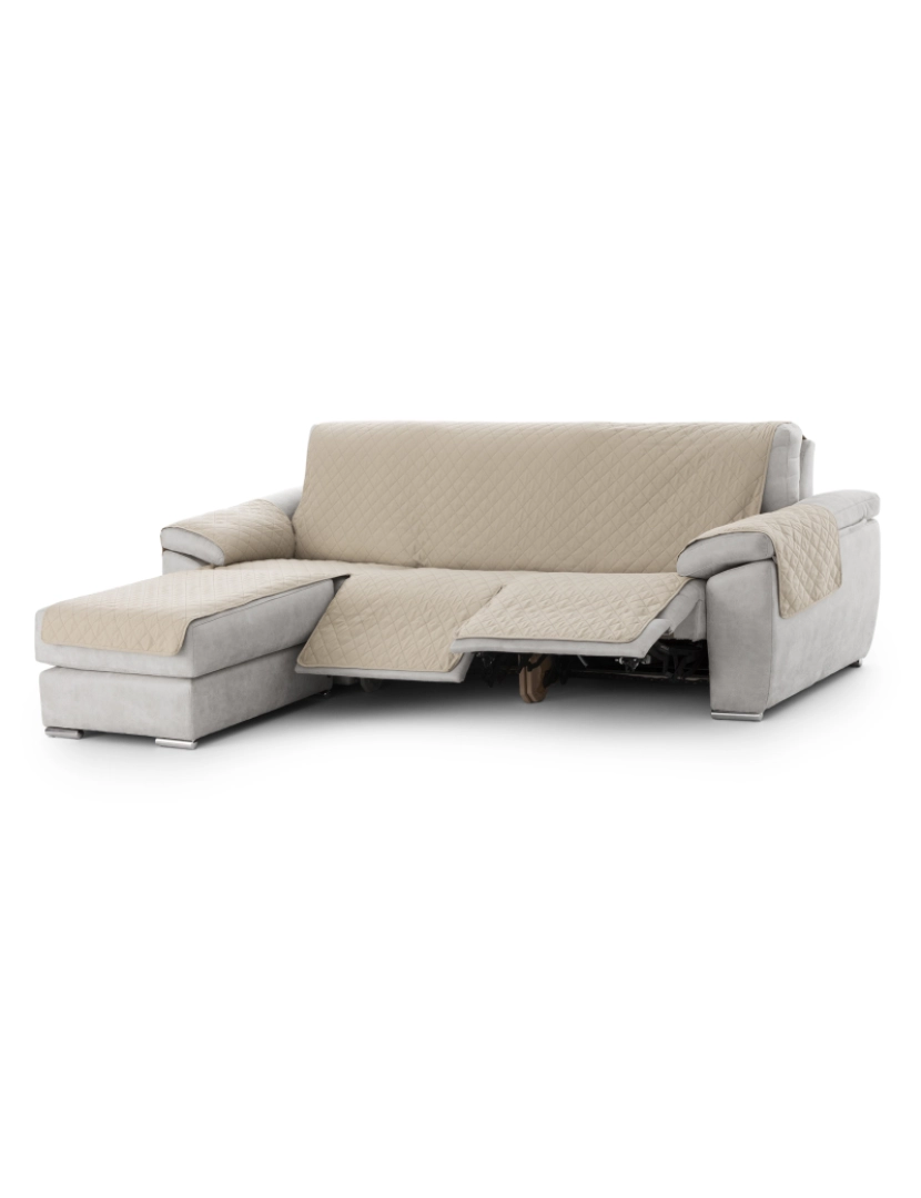 Milica - Capa sofa chaise longue relax assento rebatível Michelle - Tamanho 200 cm na cor C/00 (Marfim)
