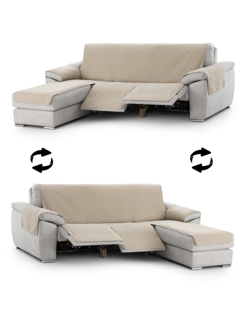 imagem de Capa sofa chaise longue relax assento rebatível Michelle - Tamanho 200 cm na cor C/00 (Marfim)5