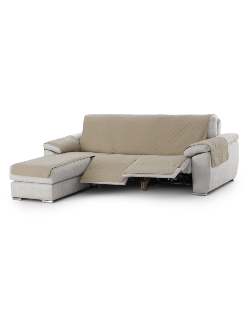 Milica - Capa sofa chaise longue relax assento rebatível Michelle - Tamanho 200 cm na cor C/01 (Bege)