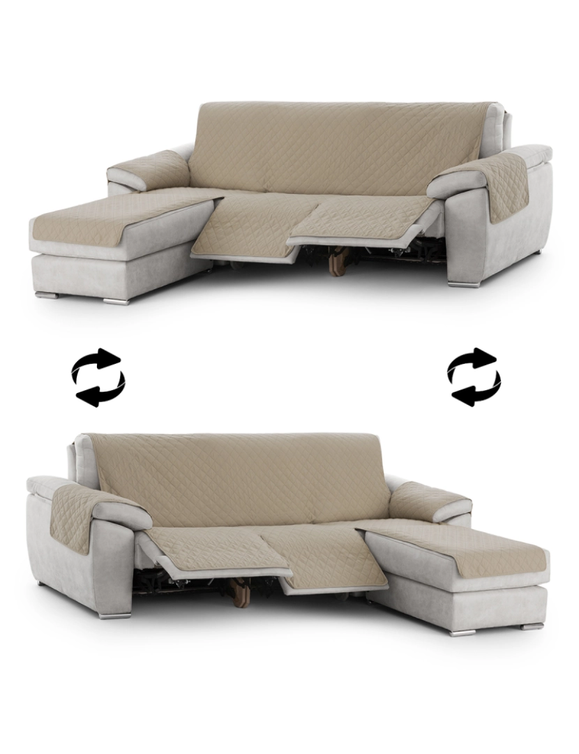 imagem de Capa sofa chaise longue relax assento rebatível Michelle - Tamanho 200 cm na cor C/01 (Bege)5