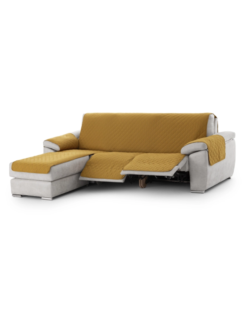 Milica - Capa sofa chaise longue relax assento rebatível Michelle - Tamanho 200 cm na cor C/05 (Mostarda)