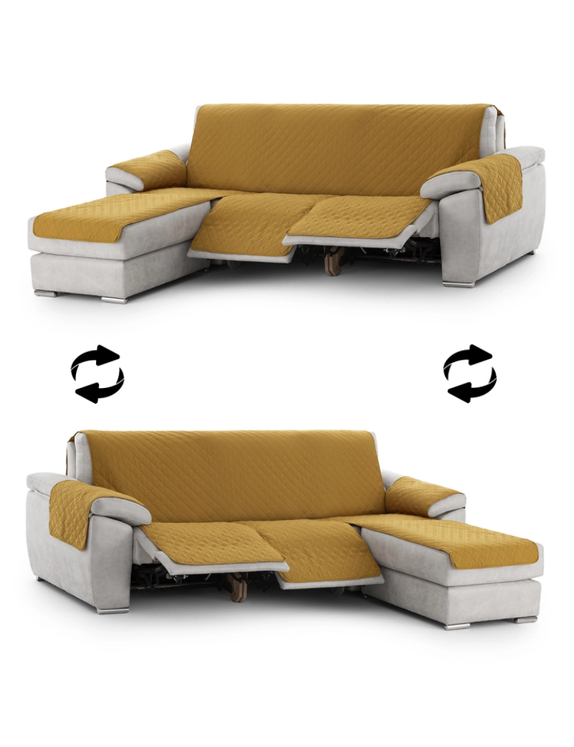 imagem de Capa sofa chaise longue relax assento rebatível Michelle - Tamanho 200 cm na cor C/05 (Mostarda)5