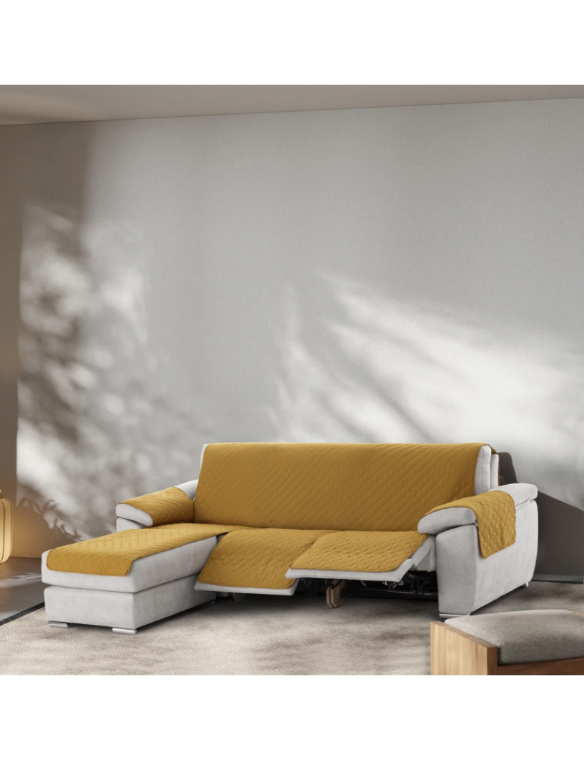 imagem de Capa sofa chaise longue relax assento rebatível Michelle - Tamanho 200 cm na cor C/05 (Mostarda)9