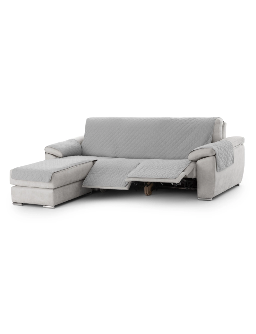 Milica - Capa sofa chaise longue relax assento rebatível Michelle - Tamanho 200 cm na cor C/06 (Cinzento)