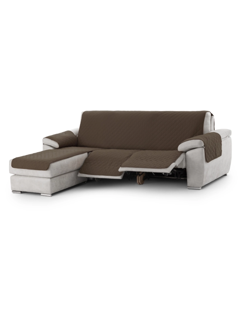 Milica - Capa sofa chaise longue relax assento rebatível Michelle - Tamanho 200 cm na cor C/07 (Castanho)