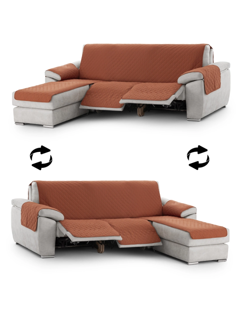 imagem de Capa sofa chaise longue relax assento rebatível Michelle - Tamanho 200 cm na cor C/09 (Telha)5