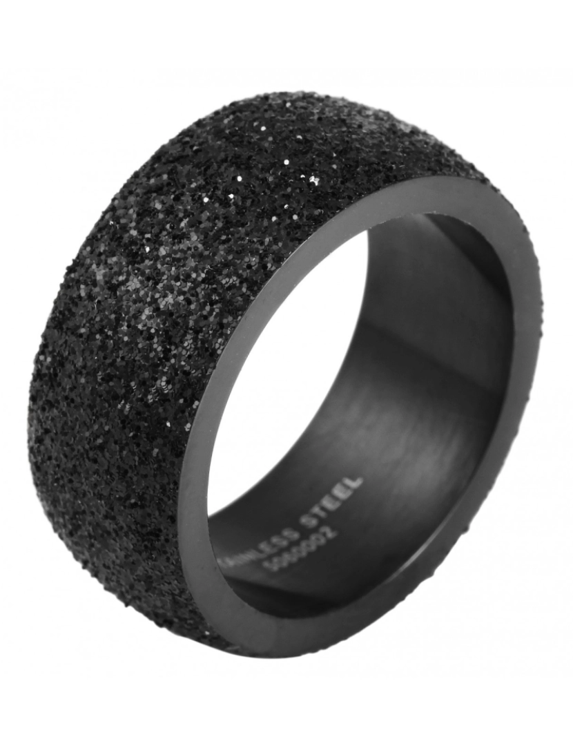 Akzent - Akzent® Anel Mulher Preto em Aço Inoxidável - Tam.54 - 0002