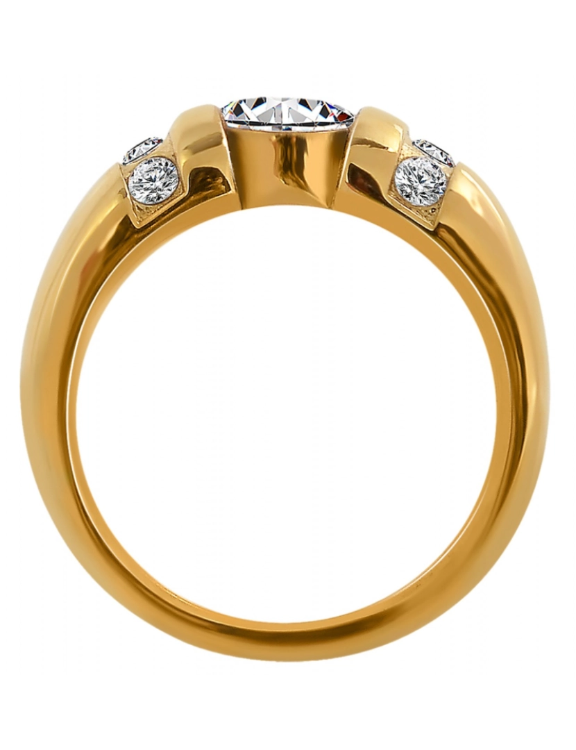 imagem de Akzent® Anel Feminino Dourado com Zircônias em Aço Inoxidável - Tam.48 - 04083