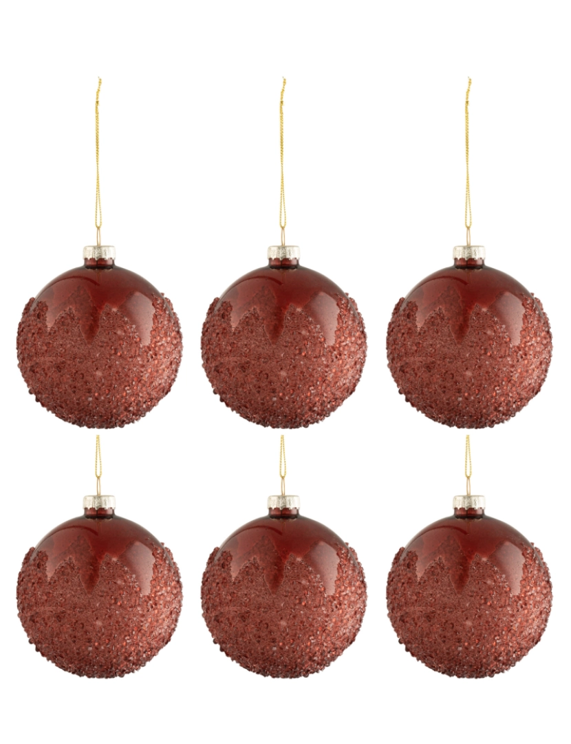 J-Line - Caixa J-Line de 6 bolas de fosco de Natal Mat Bordeaux pequeno