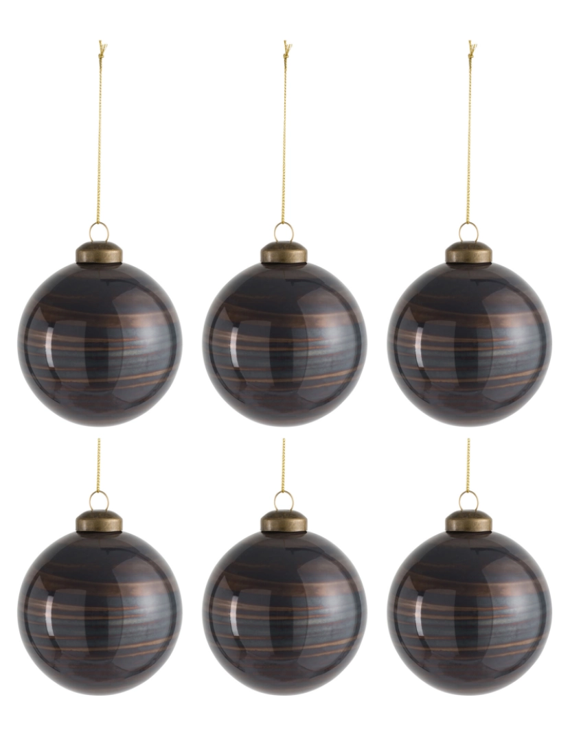 J-Line - Caixa J-Line de 6 bolas de vidro de Natal antigo marrom pequeno