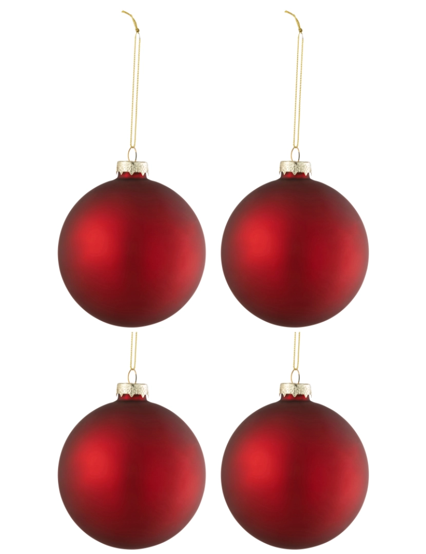 imagem de J-Line Box 4 bolas de Natal de vidro Espessura Mat Vermelho Médio1