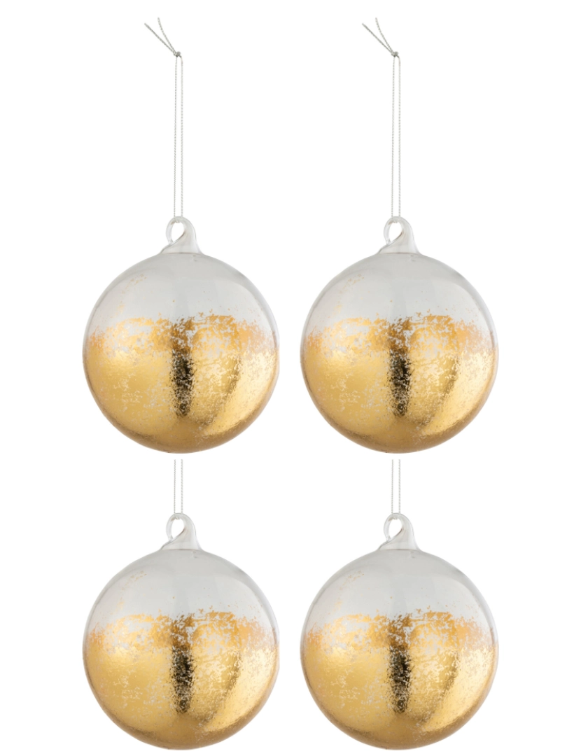 J-Line - J-Line Box 4 bolas de Natal brilhante ouro vidro transparente médio