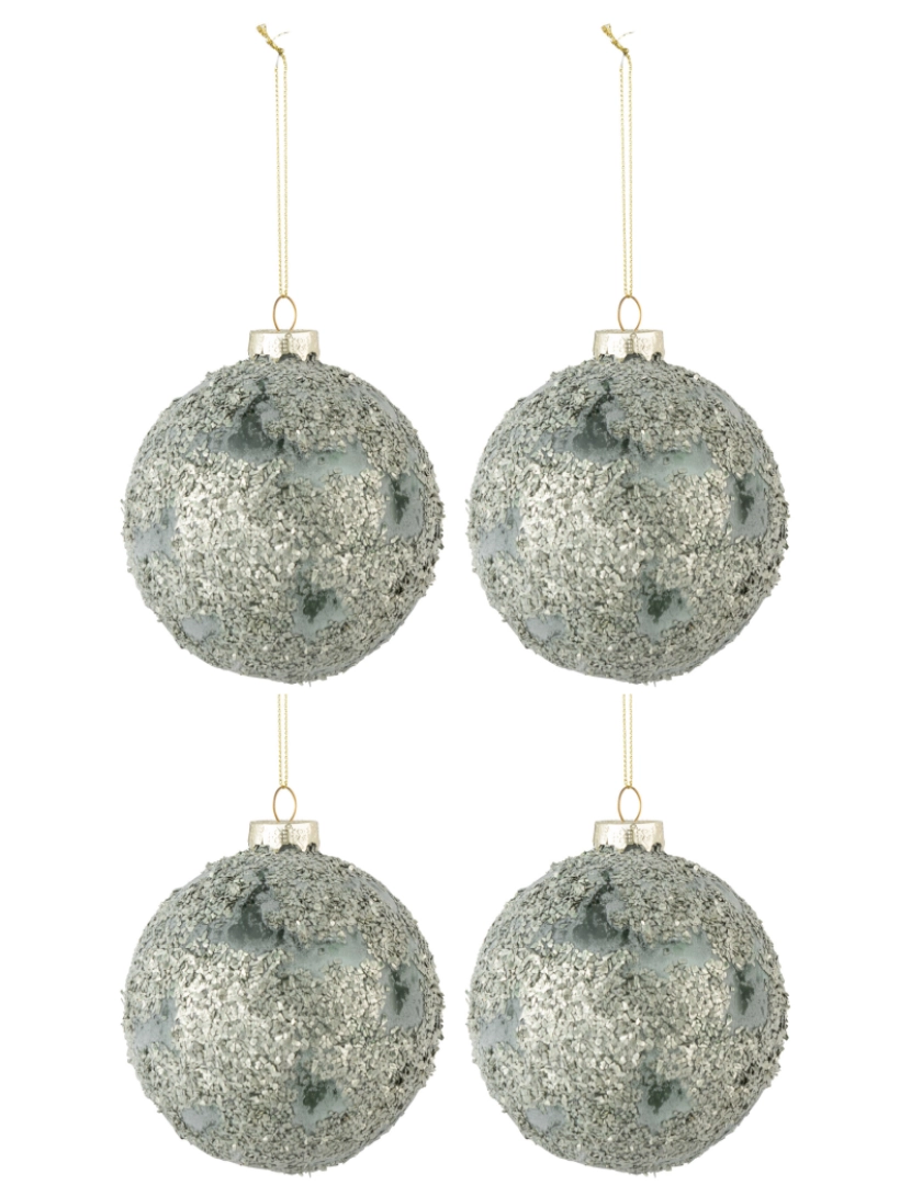 imagem de Caixa J-Line de 4 bolas de Natal Pedras finas Cinza / Verde Médio1