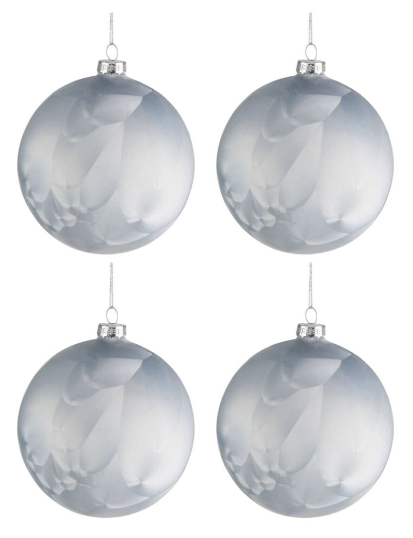 J-Line - Caixa J-Line de 4 bolas de vidro de Natal Esteira de gelo azul Médio 10Cm
