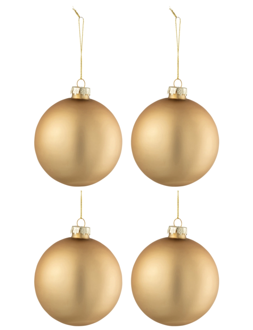 J-Line - Caixa J-Line 4 bolas de vidro de Natal Espessura Mat Gold Médio