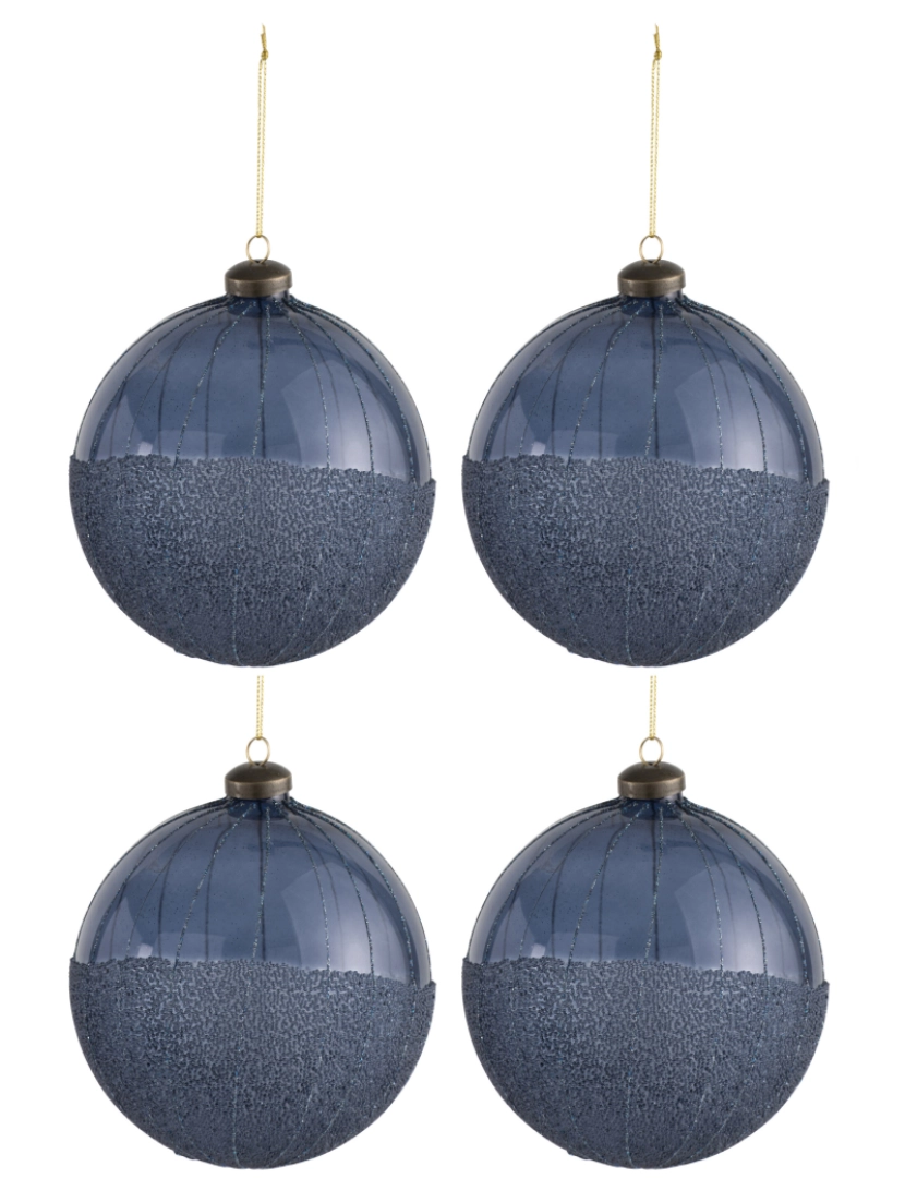 J-Line - Caixa J-Line de 4 bolas de vidro de contas de Natal azul grande