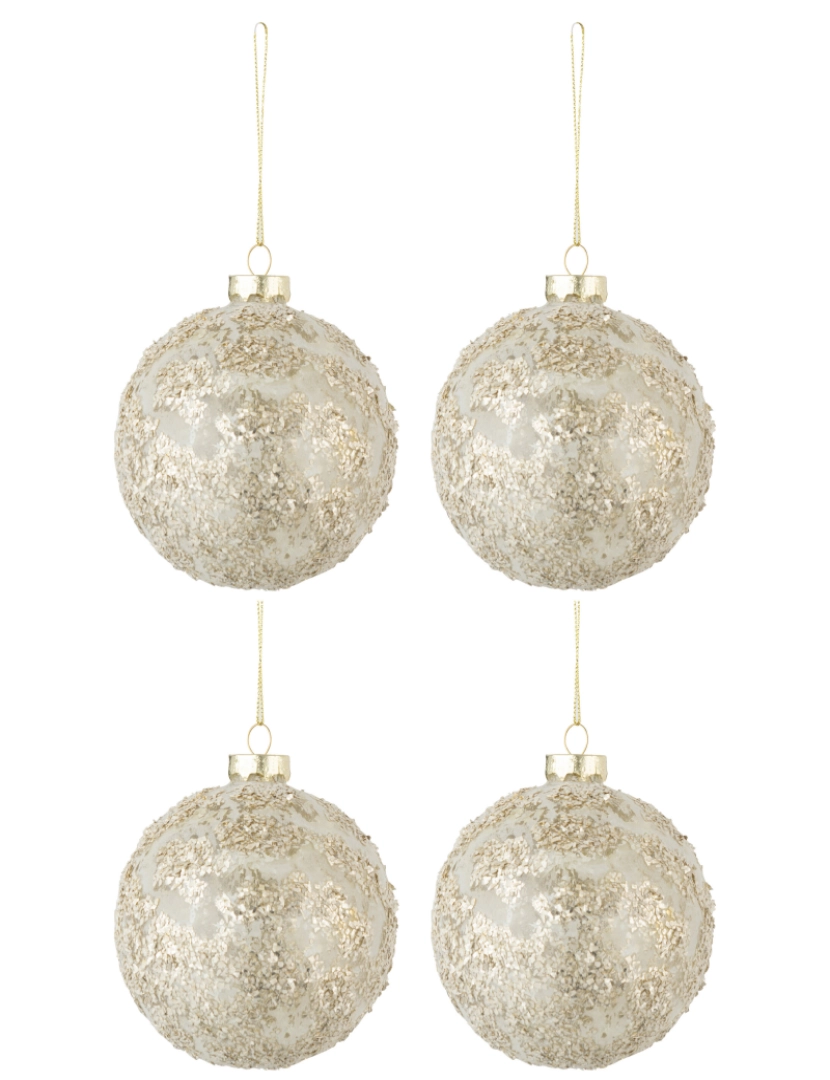 J-Line - Caixa J-Line de 4 bolas de Natal lantejoulas de vidro Champagne Médio