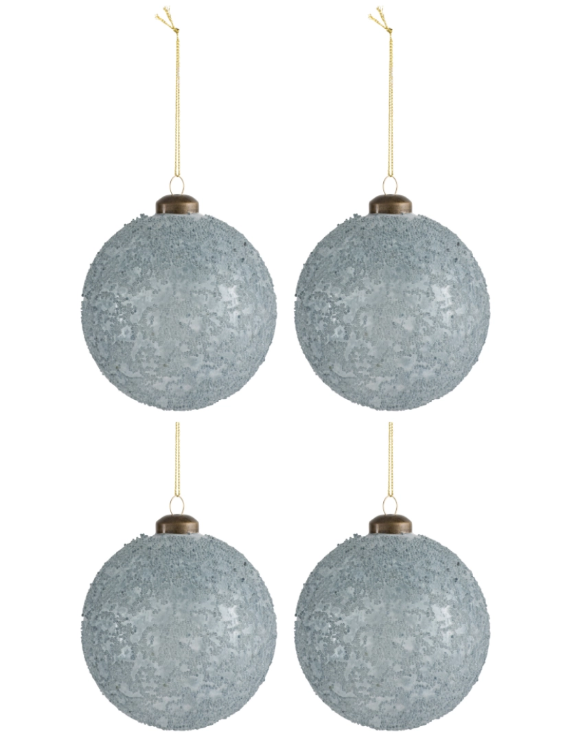 J-Line - Caixa J-Line de 4 bolas de cristal de Natal tapete cinzento médio