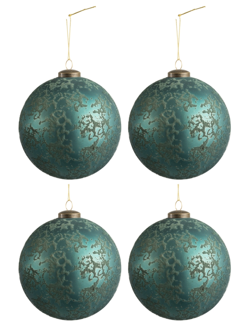 imagem de Caixa J-Line de 4 bolas de tapete de vidro de Natal antigo Azur grande1