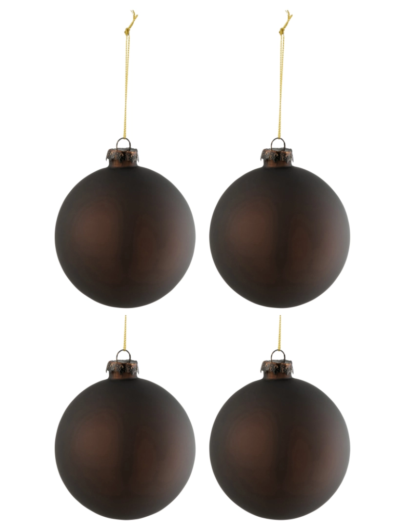 imagem de Caixa J-Line 4 bolas de vidro de Natal Espessura Mat Brown1