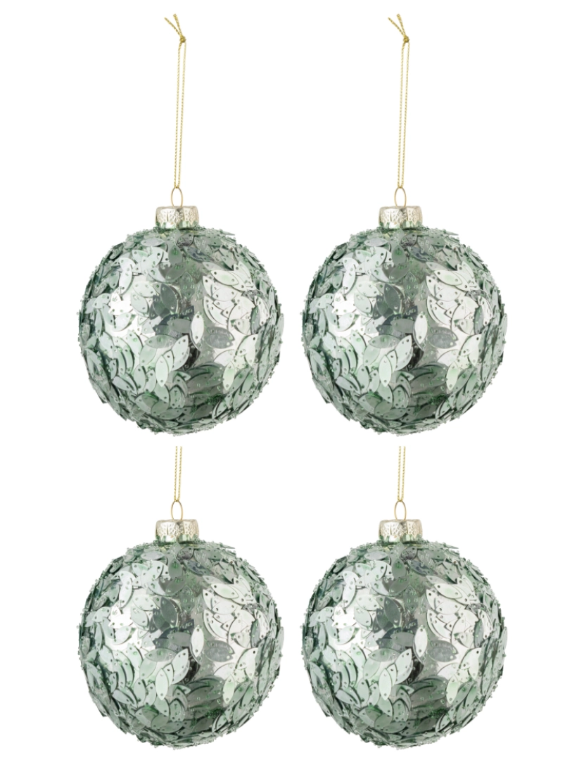 J-Line - Caixa J-Line de 4 bolas de vidro de Natal Paillet Azur Clair Médio