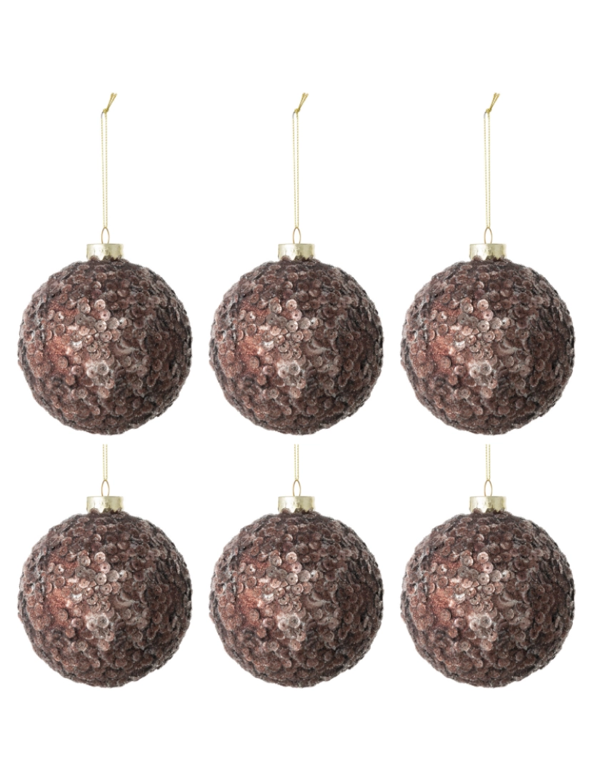 J-Line - Caixa J-Line de 6 bolas de fosco de Natal tapete de vidro marrom Fonce pequeno
