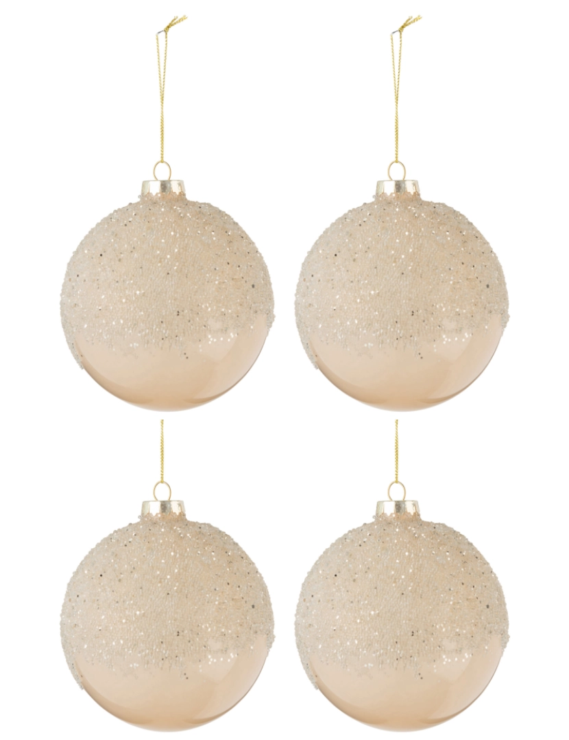 J-Line - Caixa J-Line de 4 bolas de Natal Frost vidro transparante ouro médio