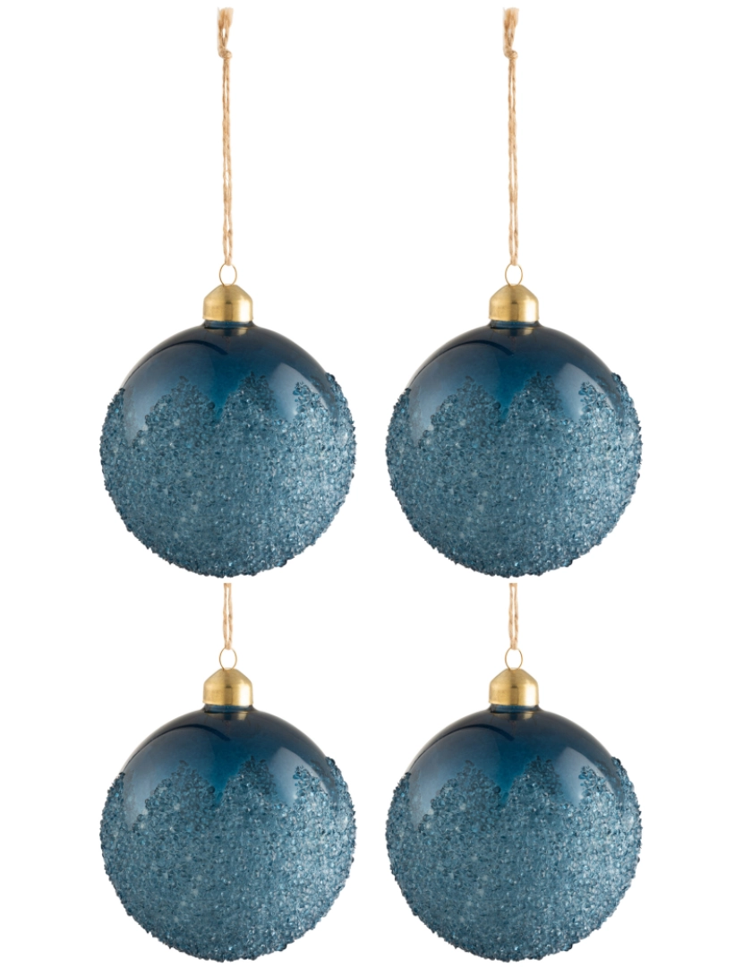 J-Line - Caixa J-Line de 4 bolas de fosco de Natal esteira de vidro azul médio