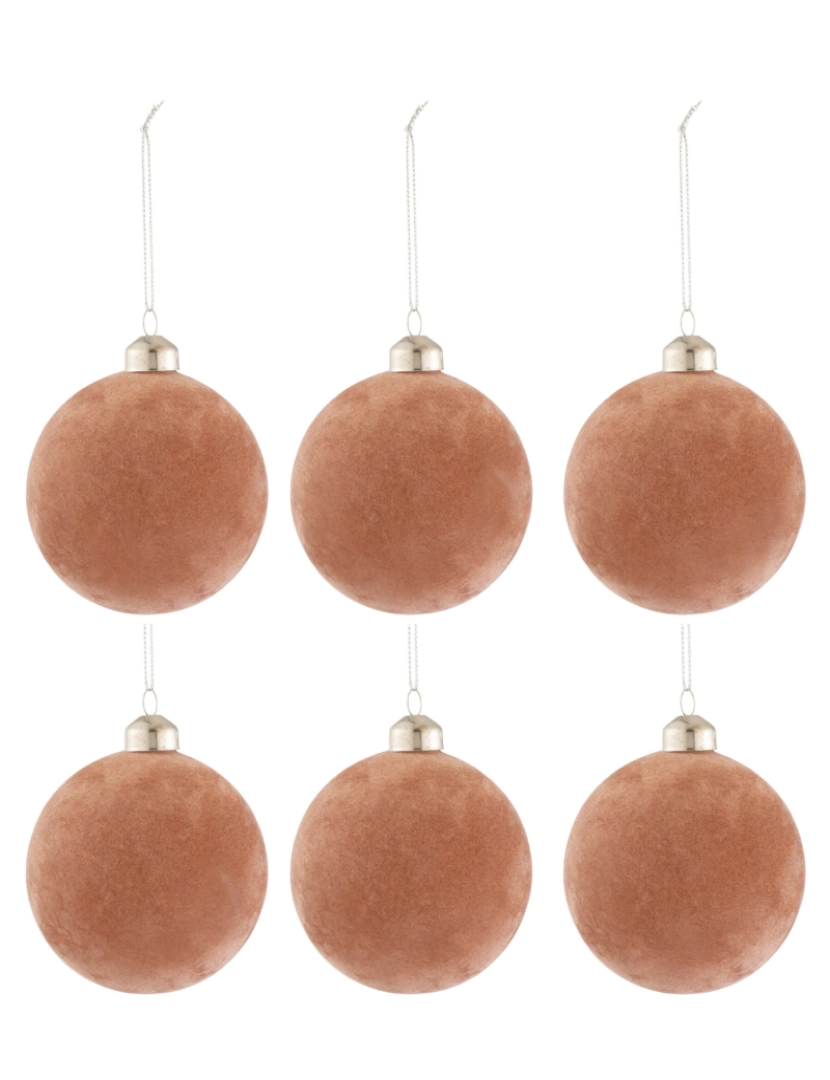 imagem de Caixa J-Line de 6 bolas de vidro de veludo de Natal1