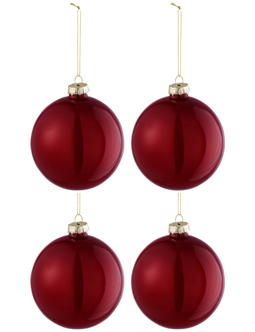 J-Line - J-Line Box 4 bolas de vidro de Natal Espessura brilhante vermelho médio