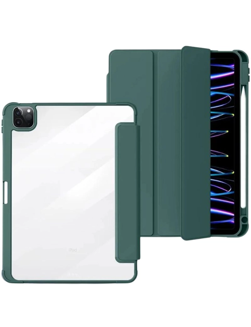 Antiimpacto! - Capa Crystal Folio para Ipad 10.9 2022 Verde Escuro