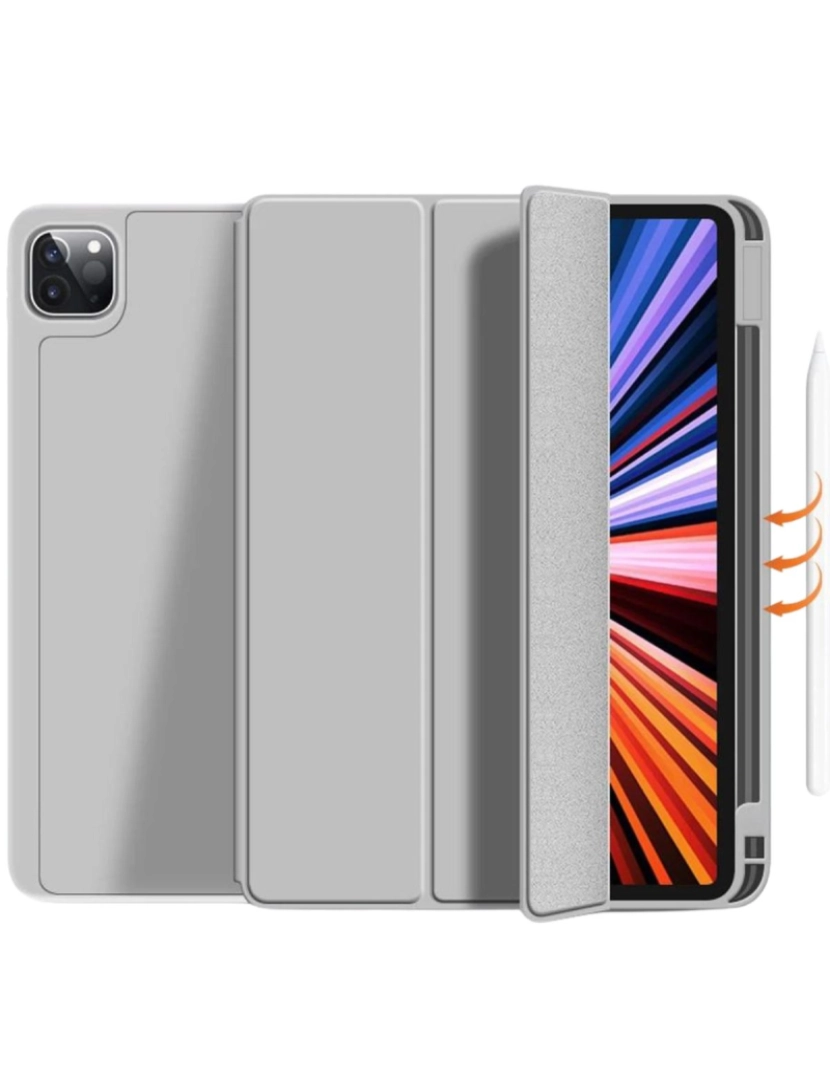 Antiimpacto! - Capa Folio com suporte Apple Pencil para IPad 10.2 2019 7º Ger Cinzento