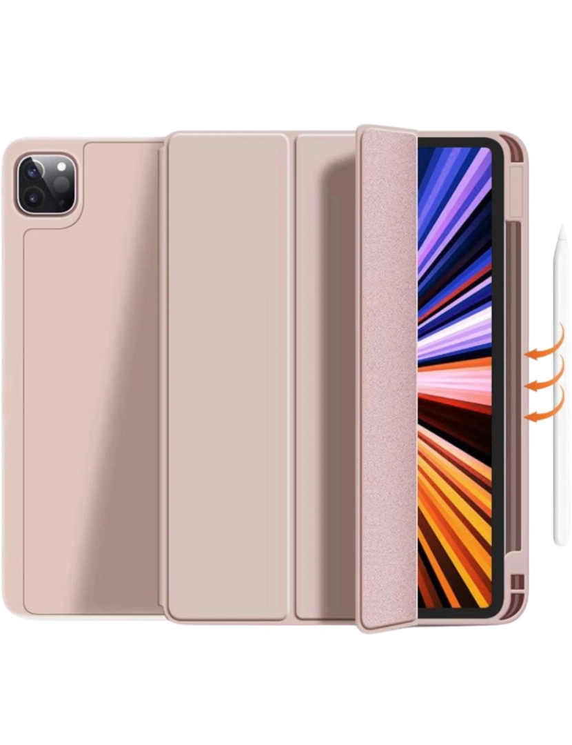 Antiimpacto! - Capa Folio com suporte Apple Pencil para IPad 10.2 2019 7º Ger Rosa