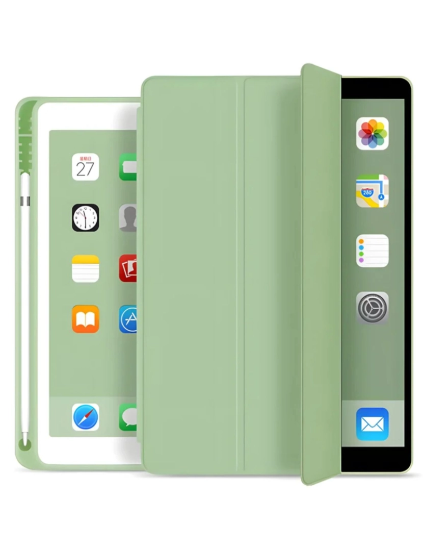 imagem de Capa Folio com suporte Apple Pencil para Ipad 10.9 2022 Verde Claro2