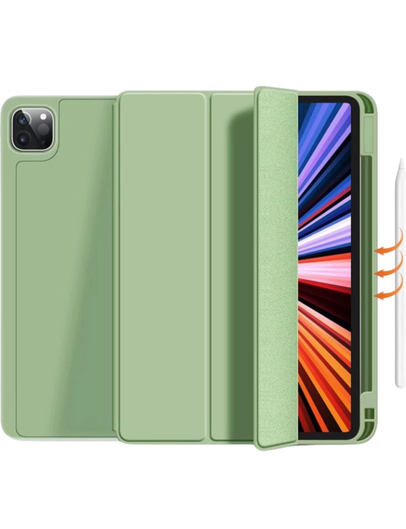 imagem de Capa Folio com suporte Apple Pencil para IPad 10.2 2019 7º Ger Verde Claro1