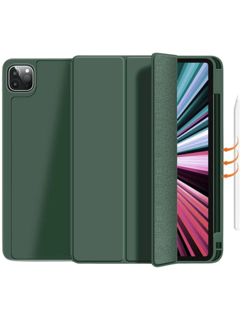 Antiimpacto! - Capa Folio com suporte Apple Pencil para Ipad 10.9 2022 Verde Escuro