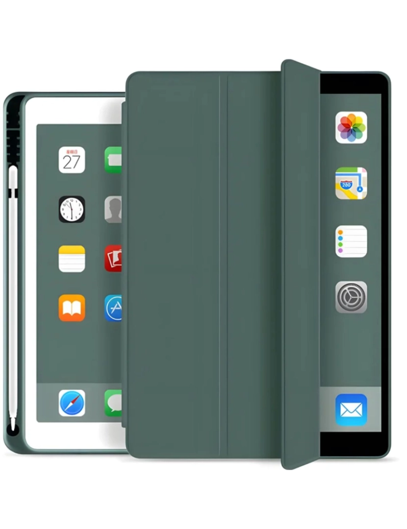 imagem de Capa Folio com suporte Apple Pencil para Ipad 10.9 2022 Verde Escuro2