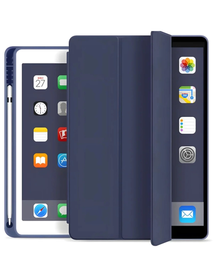 imagem de Capa Folio com suporte Apple Pencil para Ipad 10.9 2022 Azul Escuro2