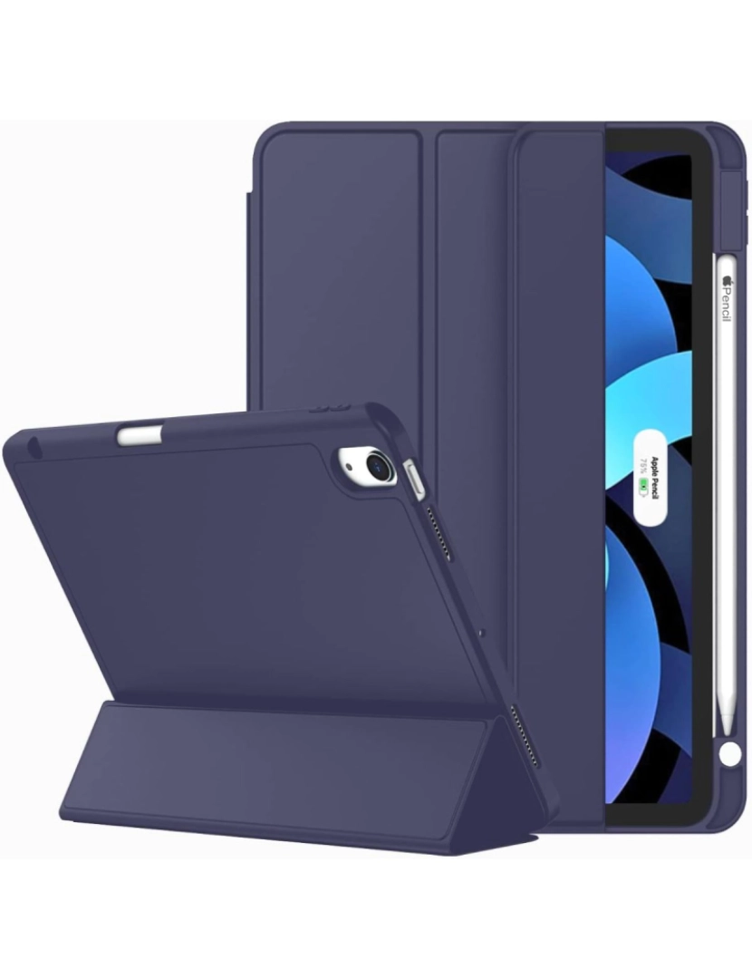 imagem de Capa Folio com suporte Apple Pencil para Ipad 10.9 2022 Azul Escuro3