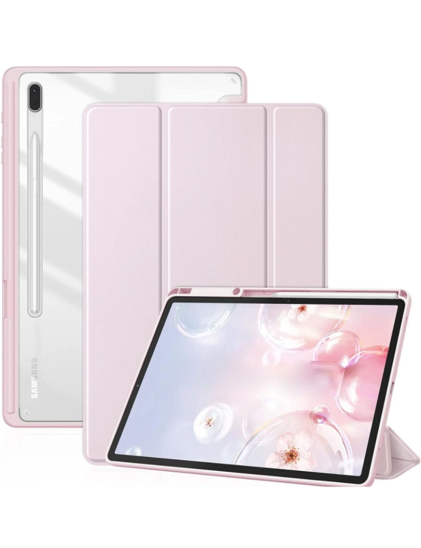 Antiimpacto! - Capa Crystal Folio para Samsung Galaxy Tab S6 Lite Rosa