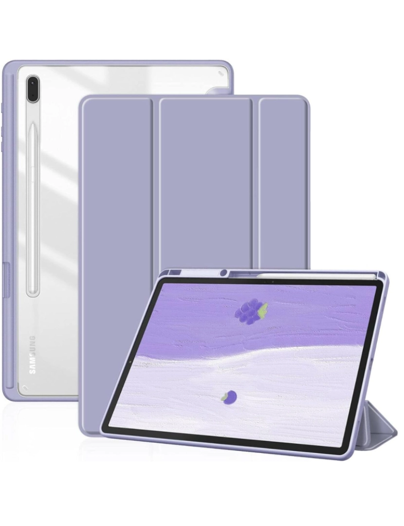 Antiimpacto! - Capa Crystal Folio para Samsung Galaxy Tab S6 Lite Lavanda