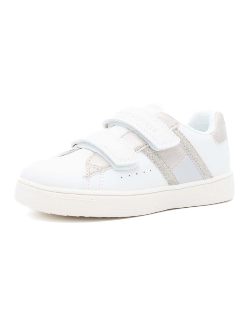 imagem de Tommy Hilfiger Flag Tênis De Velcro De Corte Baixo Branco/Platina3