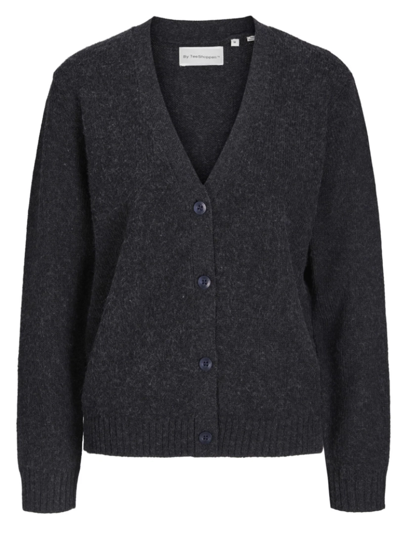 Teeshoppen - Cardigan Tricotado - Cinza Escuro