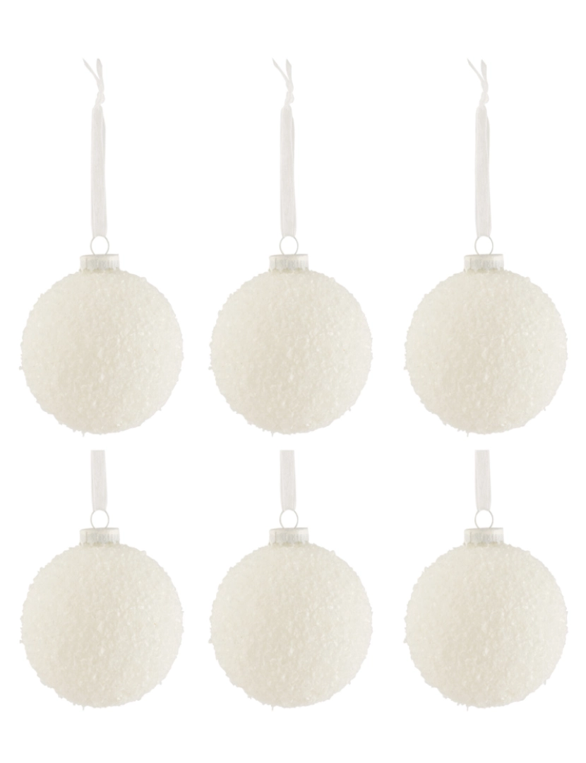 imagem de Caixa J-Line de 6 bolas de vidro de neve de Natal branco pequeno1