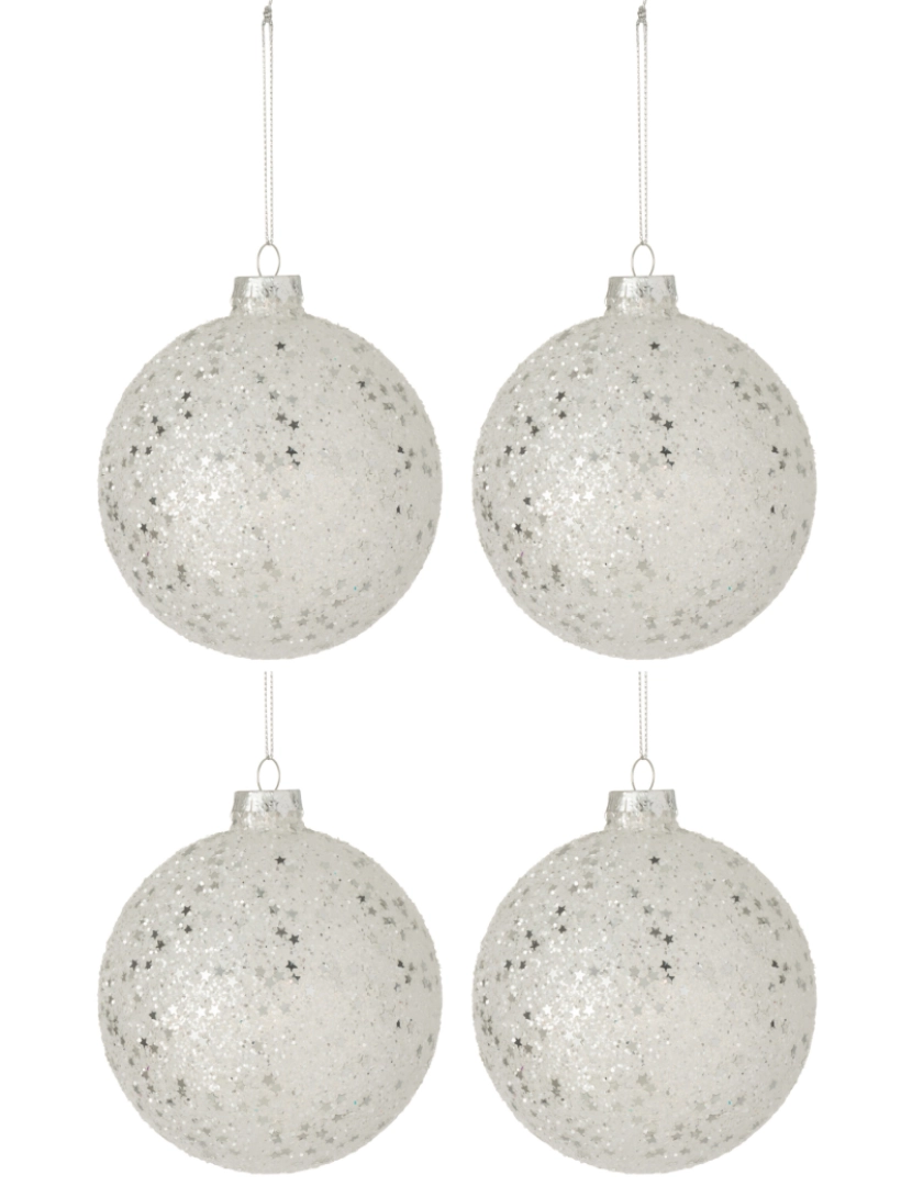 imagem de Caixa J-Line de 4 estrelas de bola de Natal de prata grande1