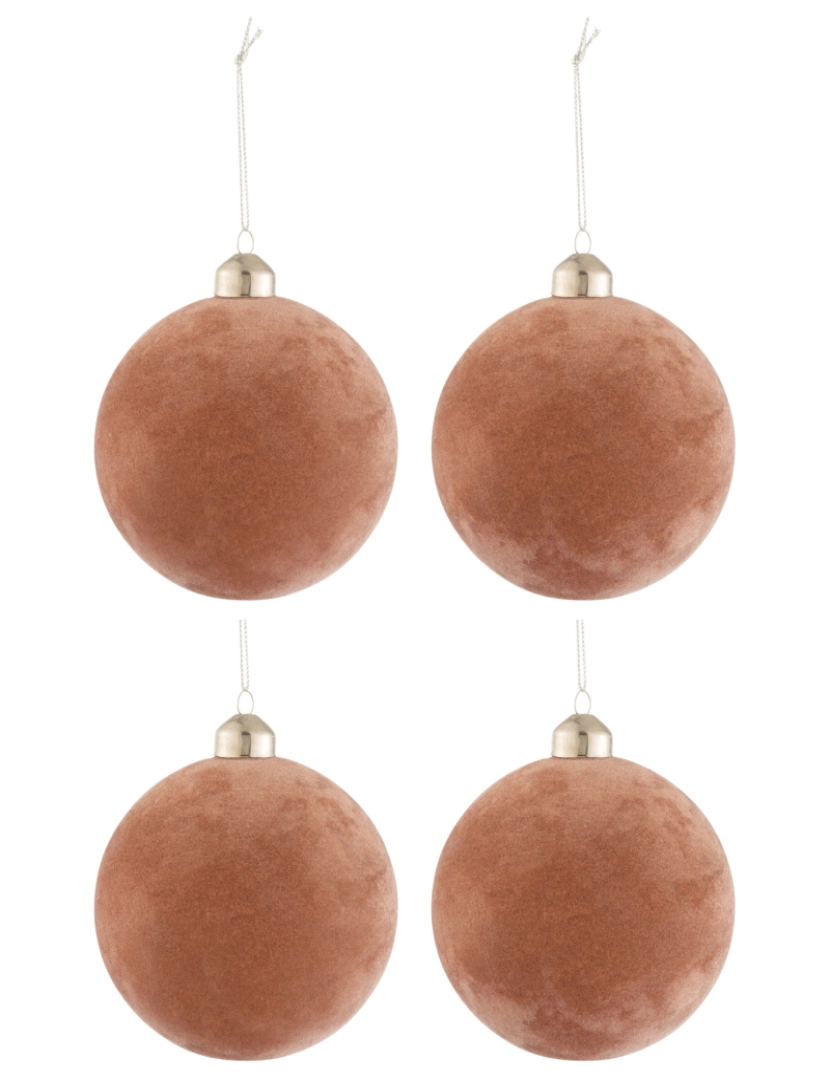 imagem de Caixa J-Line de 4 bolas de Natal Velvet vidro rosa velho médio1