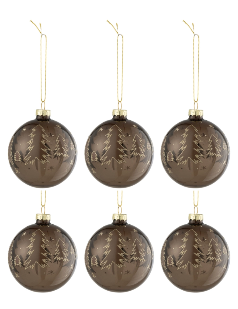 imagem de J-Line Box 6 bolas de Natal bola de vidro marrom marrom pequeno1